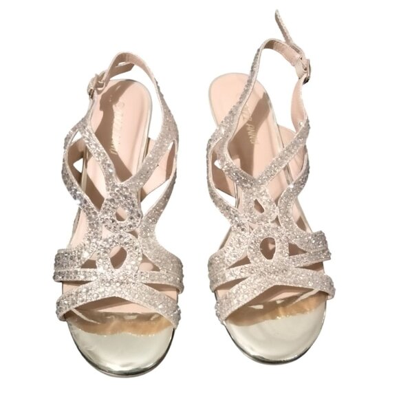 Pizz Annu Amelia Size 7 Rhinestone Heeled Sandals Strappy Design Luxurious Look - Picture 3 of 8